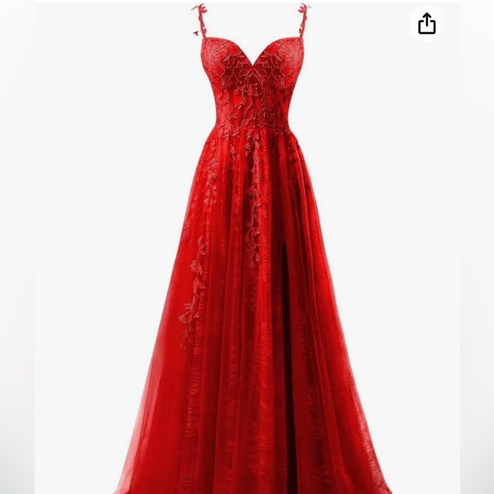 Elegant Red Lace Evening Gown/Prom Size 8